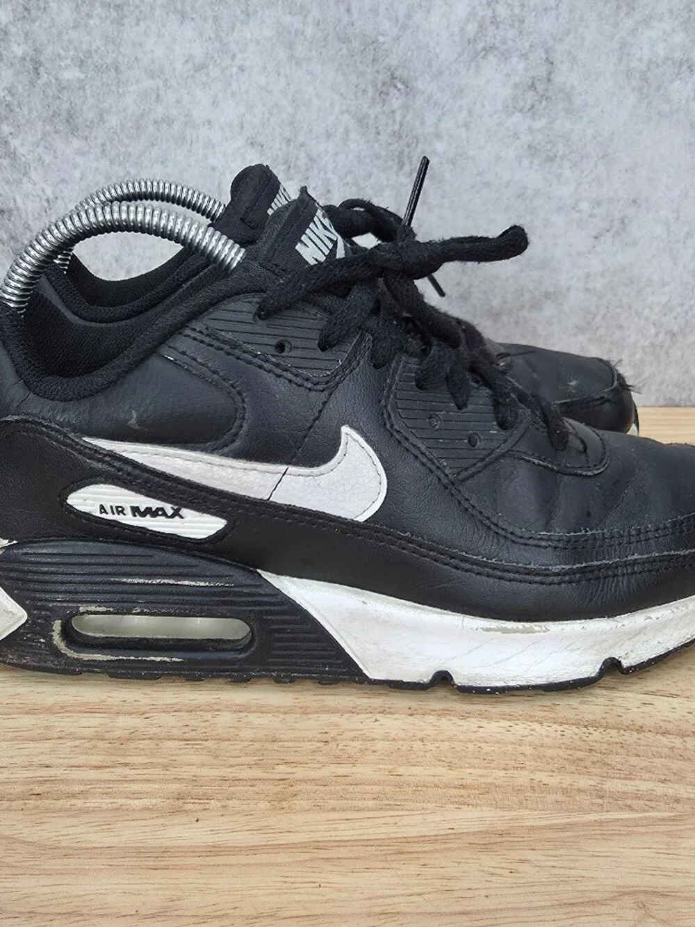 Nike Air Max 90 Shoes Boy's 6.5Y LTR Black White